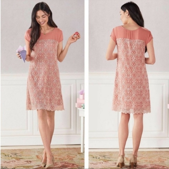 Sundance Embroidered Pink Short Sleeve Rose Palace Shift Dress Size Medium - Picture 2 of 11